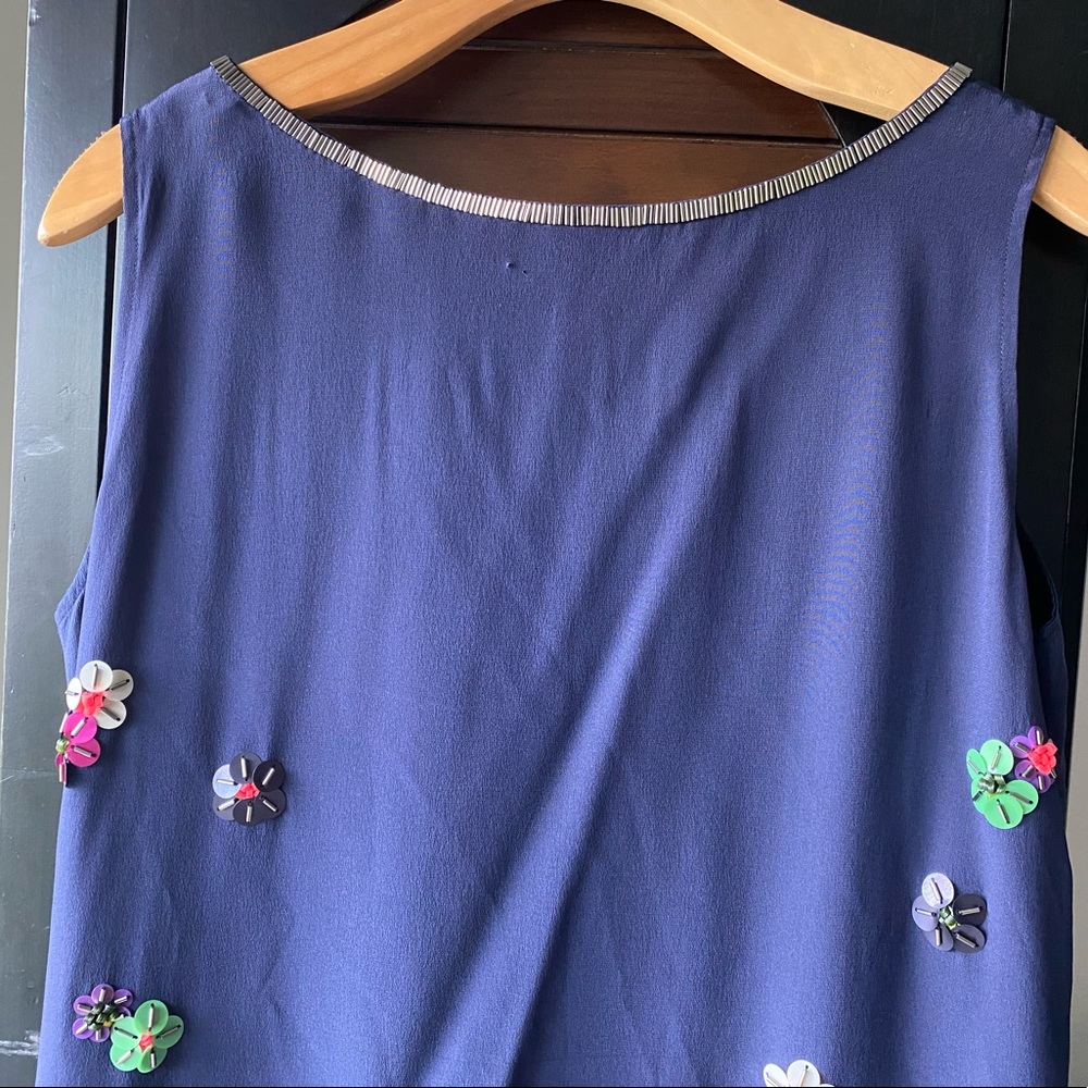 BODEN BLUE SILK BEADED SHIRT TOP BLOUSE SIZE 10 - Picture 6 of 10